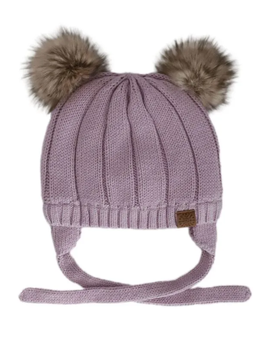 Cotton Knit Pom Pom Hat | Lavender (3-18M)