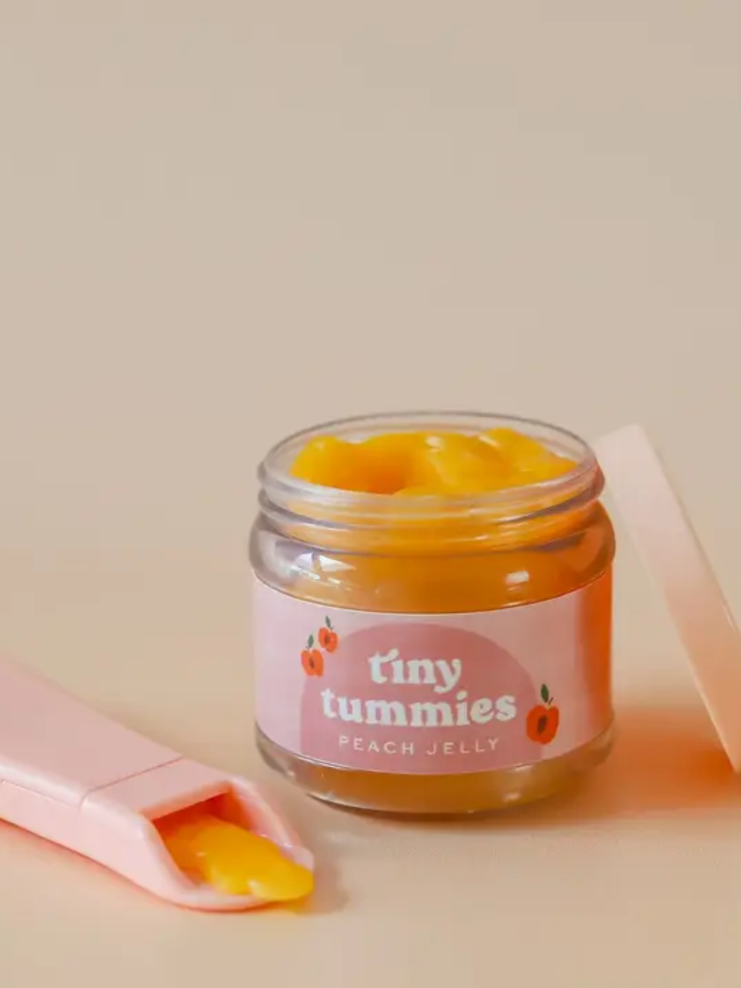 Tiny Tummies | Peach Jelly Food | Jar and Spoon